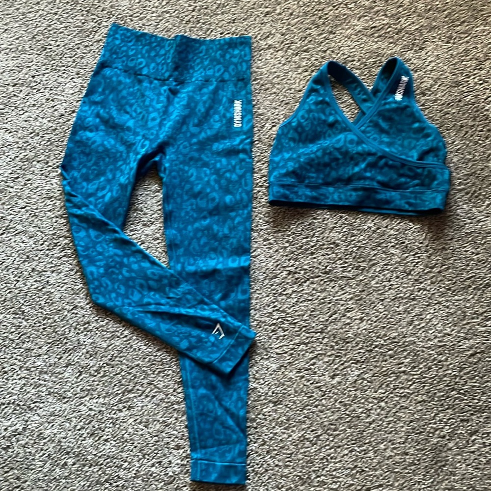 Gymshark women’s cheetah print animal adapt work outfit blue